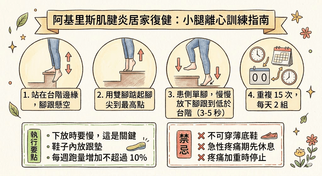 阿基里斯肌腱炎居家小腿離心訓練復健指南