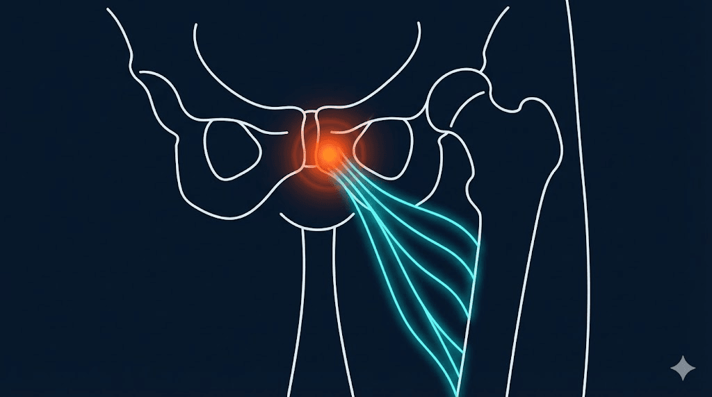 內收肌群肌腱炎衛教示意圖