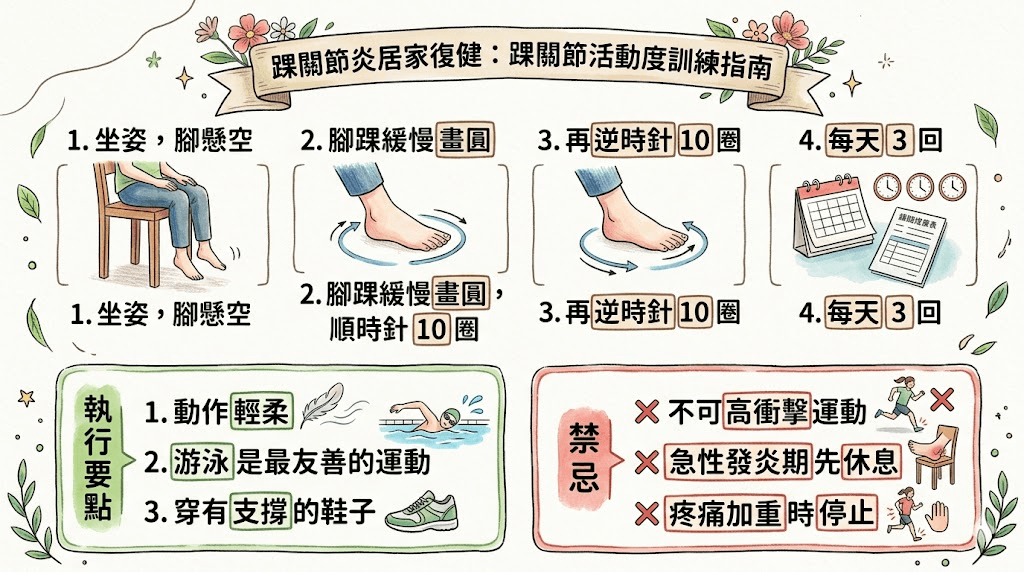 踝關節炎居家踝關節活動度訓練復健指南