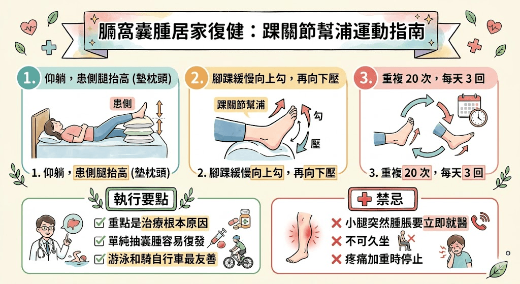 膕窩囊腫居家踝關節幫浦運動復健指南