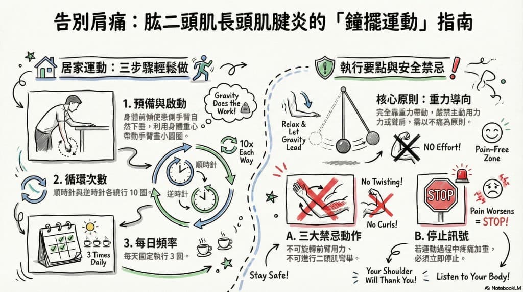 肱二頭肌長頭肌腱炎居家鐘擺運動指南