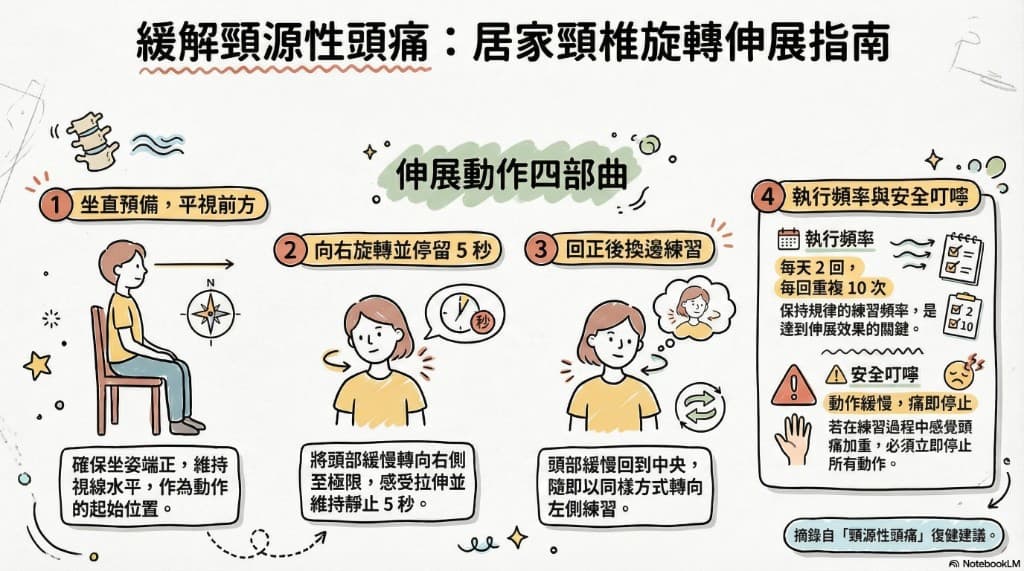 頸源性頭痛居家頸椎旋轉伸展運動指南