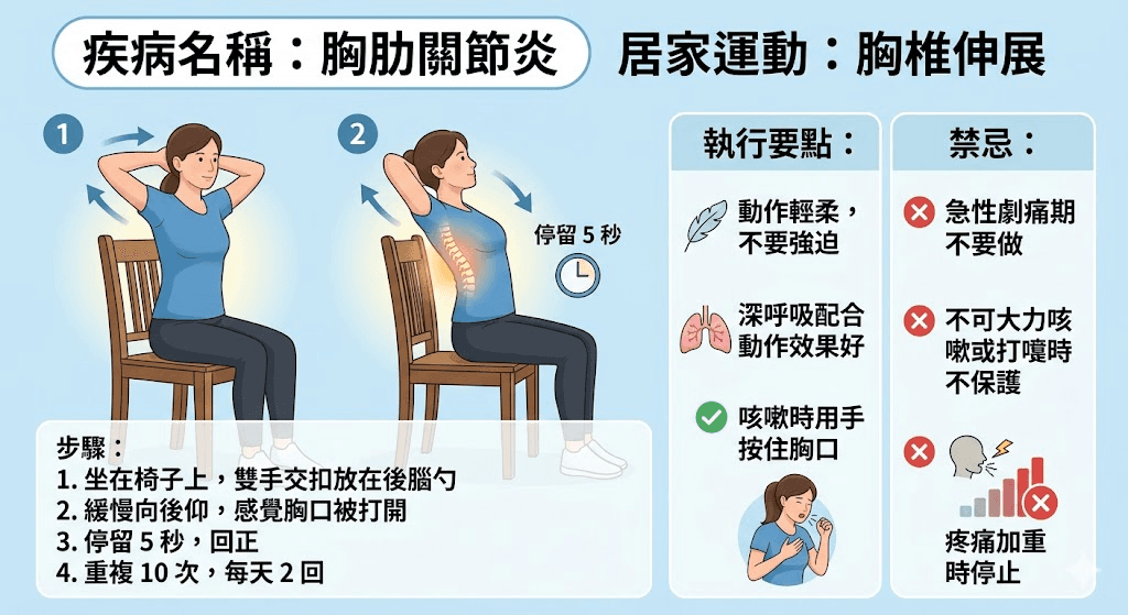 胸肋關節炎居家胸椎伸展運動指南