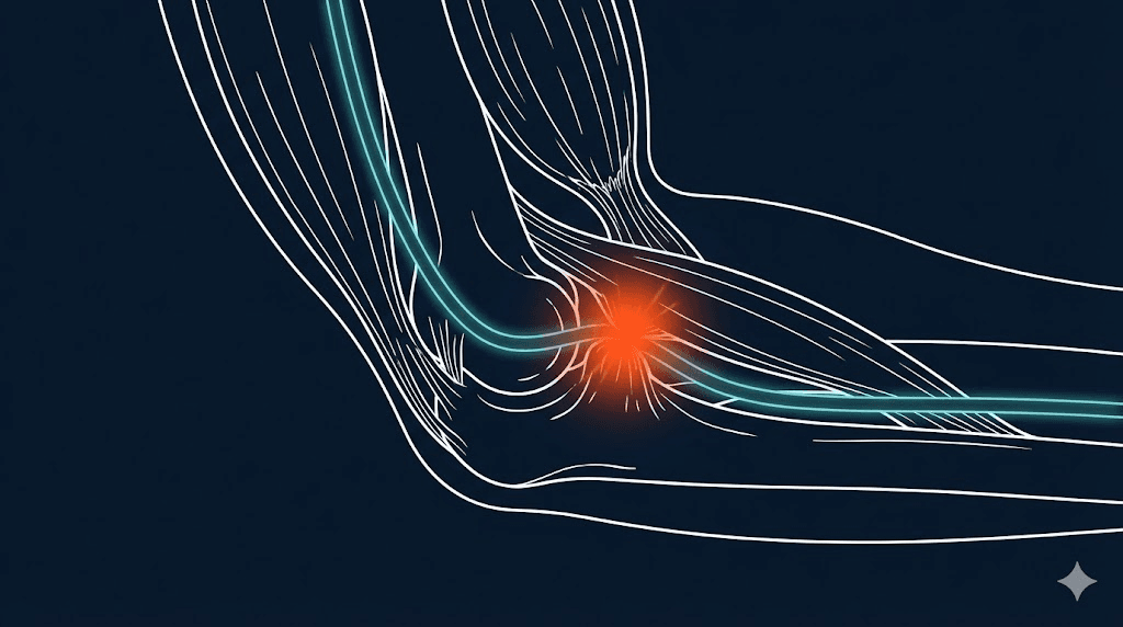 尺神經壓迫（肘隧道症候群）衛教示意圖