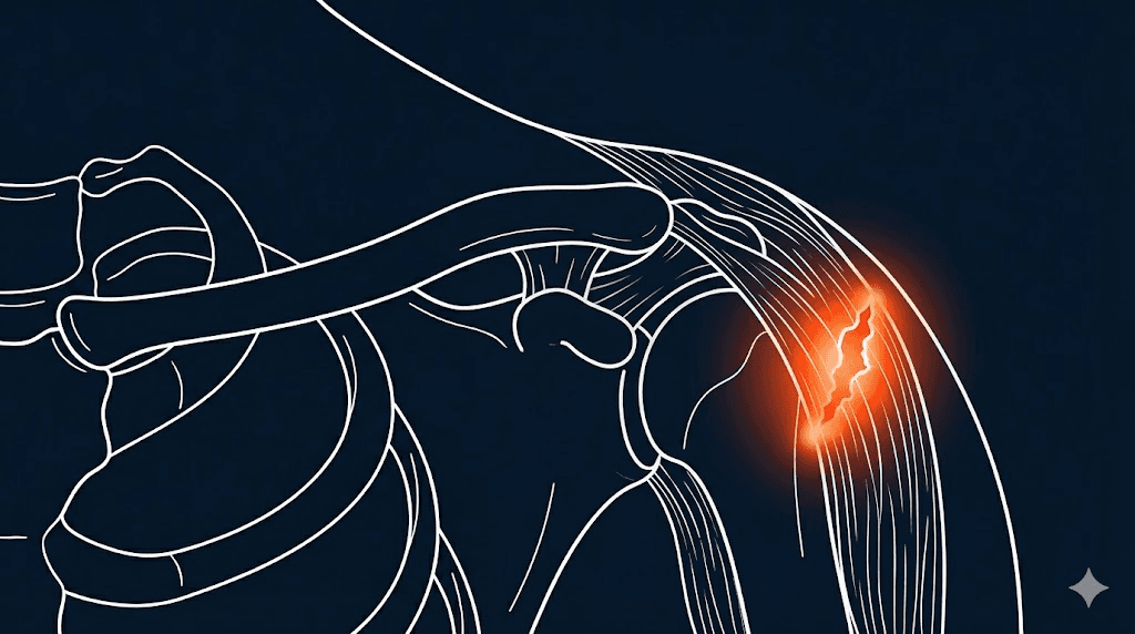 三角肌拉傷或撕裂傷衛教示意圖
