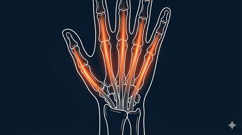 伸指肌腱炎衛教示意圖