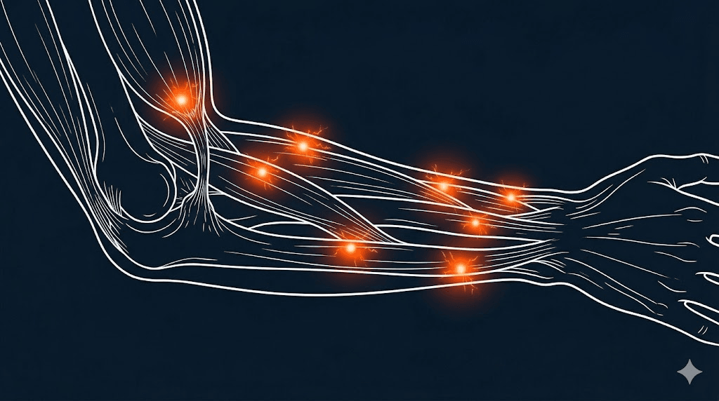 前臂肌筋膜疼痛衛教示意圖