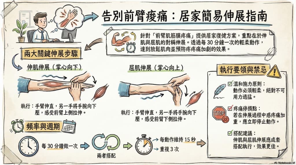 前臂肌筋膜疼痛居家前臂伸展運動指南