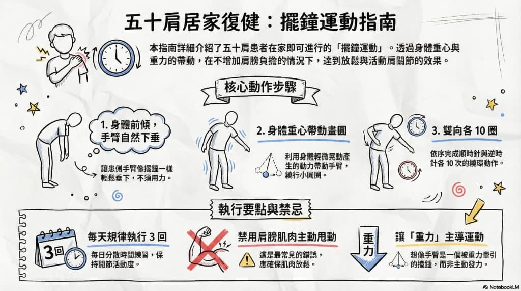 五十肩居家擺鐘運動指南