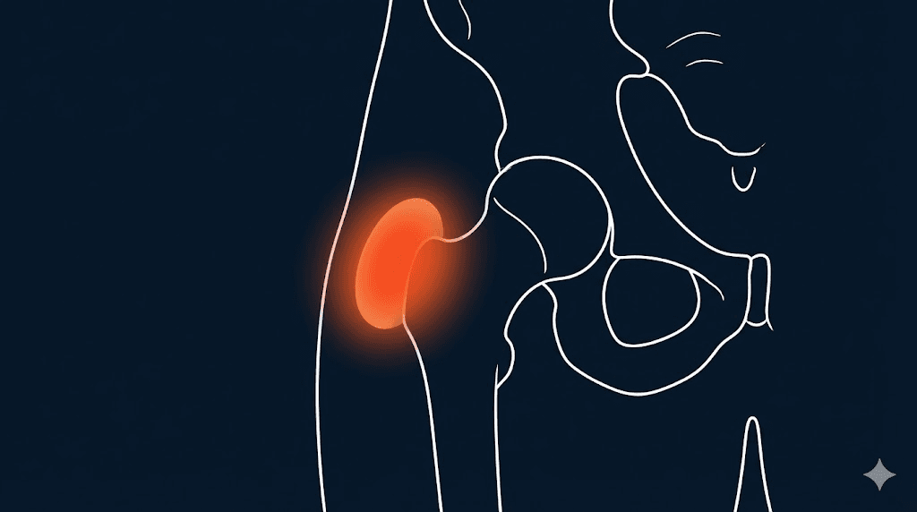 大轉子滑囊炎衛教示意圖