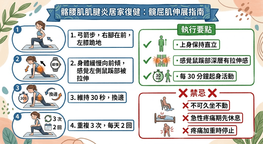 髂腰肌肌腱炎居家髖屈肌伸展復健指南