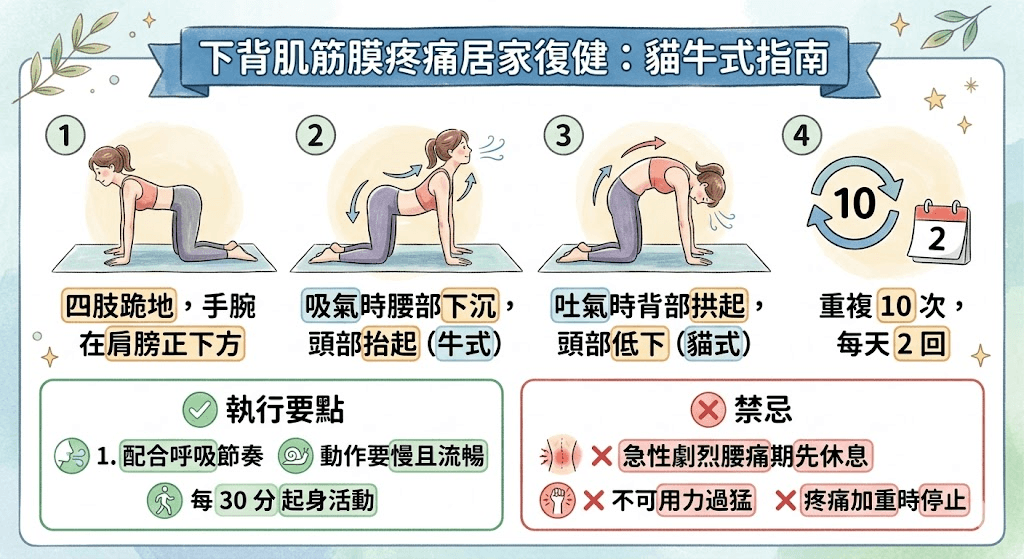 下背肌筋膜疼痛居家貓牛式復健指南