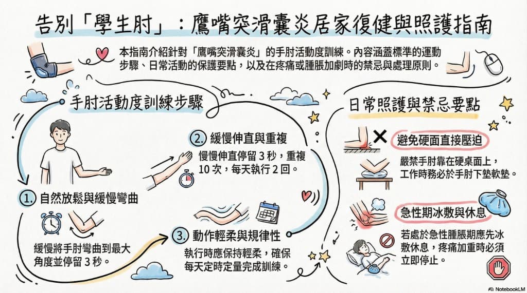 鷹嘴突滑囊炎居家手肘活動度訓練指南