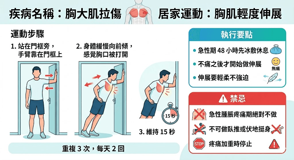 胸大肌拉傷居家胸肌輕度伸展運動指南