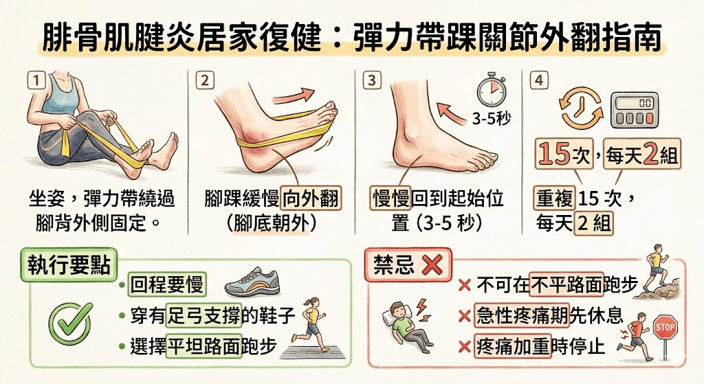 腓骨肌腱炎居家彈力帶踝關節外翻復健指南