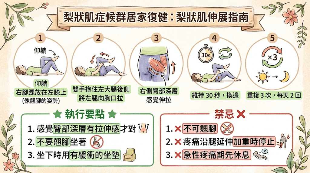 梨狀肌症候群居家梨狀肌伸展復健指南