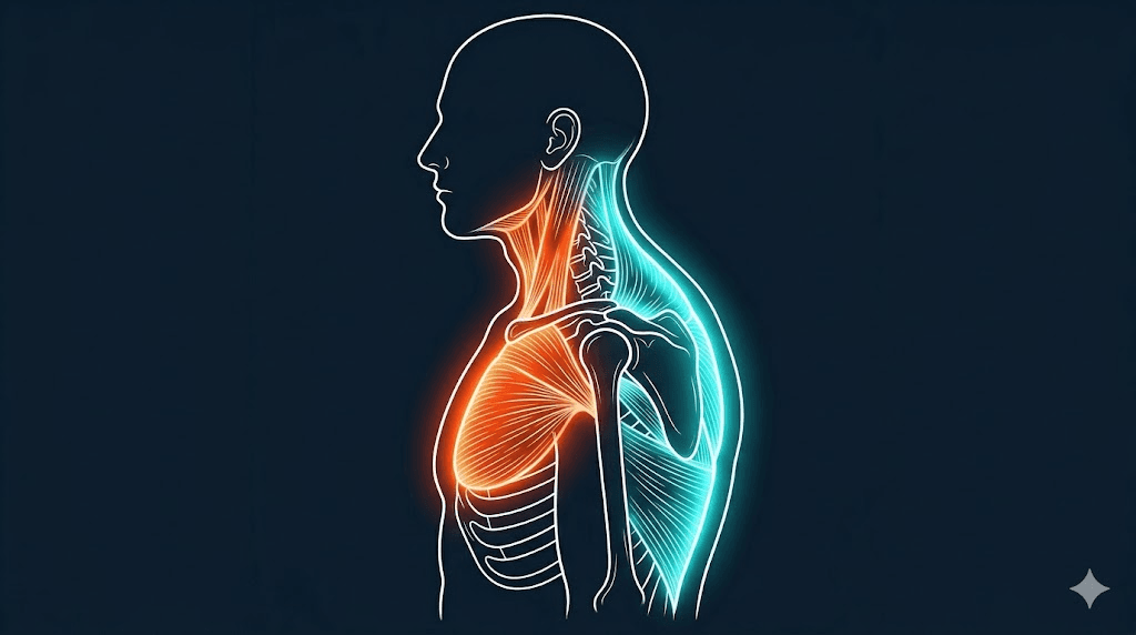 上交叉症候群衛教示意圖