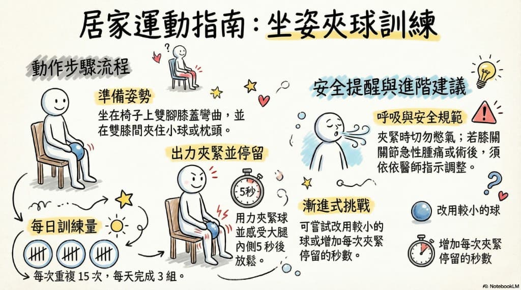 O型腿(膝內翻) 居家運動:坐姿夾球訓練|新竹復健科吳浩瑋醫師|PRP增生治療