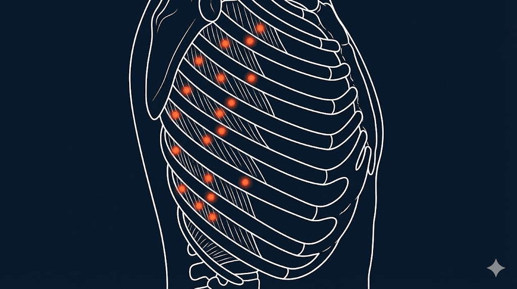 肋間肌筋膜疼痛衛教示意圖