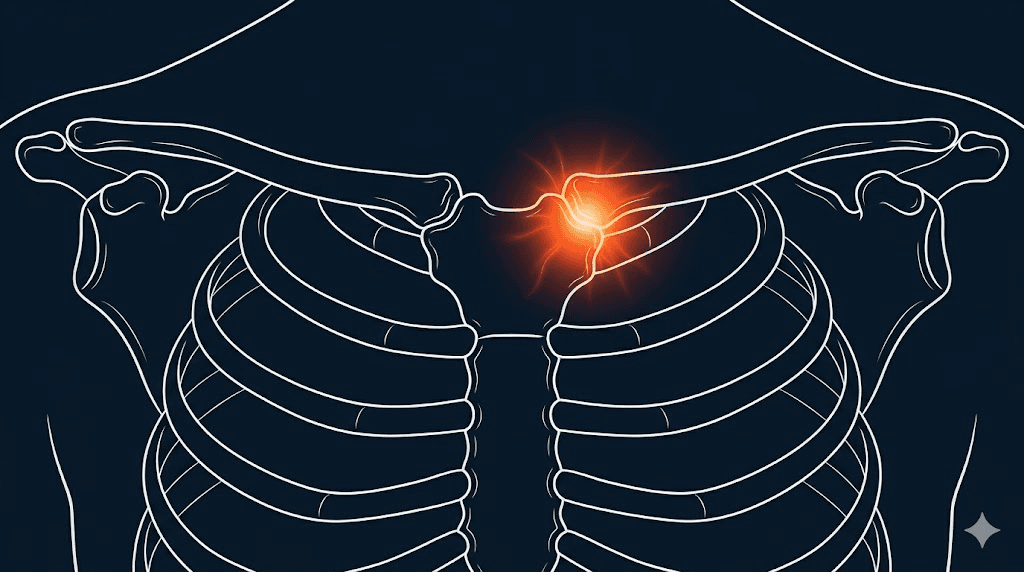 胸鎖關節疼痛衛教示意圖