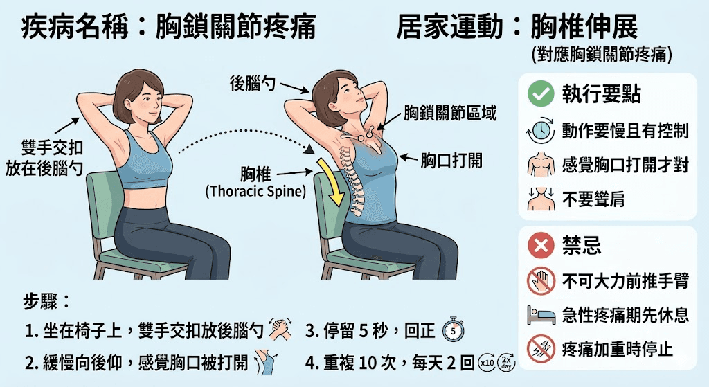 胸鎖關節疼痛居家胸椎伸展運動指南