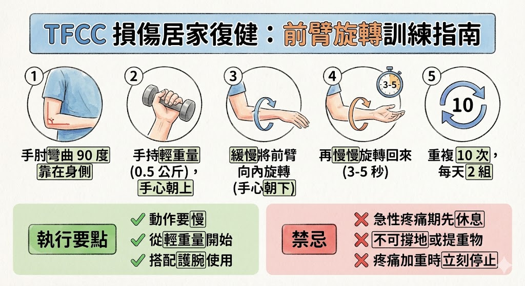 TFCC 損傷居家前臂旋轉訓練復健指南