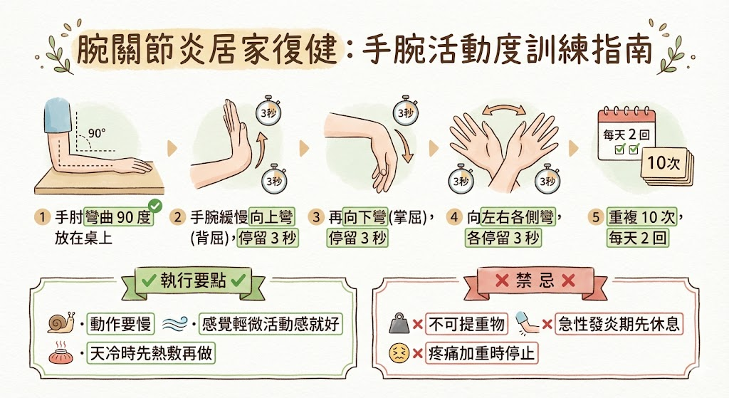 腕關節炎居家手腕活動度訓練復健指南